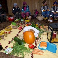 Unser reich bestückter Erntetisch.