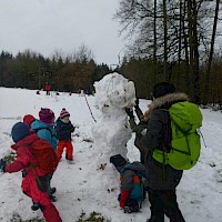 Aus Schneekugeln werden ganz schnell Schneemänner.